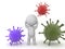 3D Character surrounded by germs bacteria virus