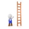 3D Character Wearing Overalls Showing Ladder