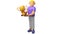 3D Character for Web Holding Golden Trophy