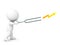 3D Character wielding a tunning fork that is firing lightning