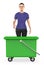 3d character , woman & empty bin