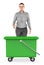 3d character , woman & empty bin