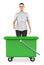 3d character , woman & empty bin