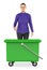 3d character , woman & empty bin