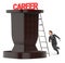 3d character , woman , running to climb up a ladder laying over a podium with careers text on top of it
