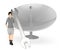 3d character , woman ,wrench and dish antenna