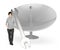 3d character , woman ,wrench and dish antenna