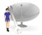 3d character , woman ,wrench and dish antenna