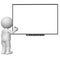 3d character writing on blank white board