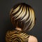 3d Character With Zebra Colored Hair In Dark Yellow And Bronze