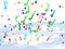 3D Characters Partying with Confetti and Musical Notes