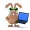 3d Chcolate Easter Bunny has a laptop