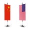 3d Chinese and American table flag isolated white