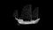 3D Chinese junk rotates on black background. Classic Chinese sailing vessel ancient. Hong Kong junk boat. Wooden Chinese