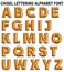 3D chisel lettering font alphabet yellow gold