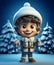 3D Christmas Man Character with Bell Festive Cartoon Illustration