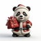 3d Christmas Panda With Gifts On White Background