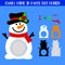 3D Christmas Snowman candy dome holder. Paper cut template. Vector illustration