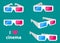 3D cinema glasses isolated on a colored background vector illustration.