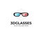 3D cinema glasses logo template. Red cyan anaglyph 3D spectacles vector design