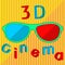 3D cinema text and stereo glasses concept art