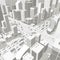 3d city buildings background street In light gray tones. Road Intersection. High detail city projection view. Cars end