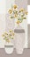 3d classic illustration vases with golden flowers . suitable for interior home decor