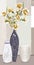 3d classic illustration vases with golden flowers . suitable for interior home decor