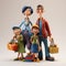 3d Clay Illustration Happy Family Shopping Together