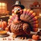 3D clay-style cartoon turkey with a playful character
