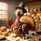 3D clay-style cartoon turkey with a playful character