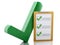 3d Clipboard checklist and green checkmark. Success concept.
