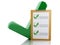3d Clipboard checklist and green checkmark. Success concept.