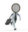 3d clock head businessman running