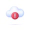 3D Cloud computing error icon. Concept of broken communication with database. Data issue, disconnection