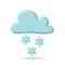 3D cloud snowflake weather icon. Mobile element cloudy camp travel logo. Winter cold snowy weather forecast map app