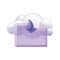 3D cloud storage folder icon, vector digital document file, computer data download backup service.