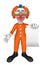 3d clown with blank billboard.