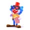 3d Clown eating popcorn at the cinema