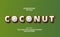 3d coconut fruit editable text and font effect for summer, food, organic, and vegan