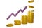 3d coin stack icons. Stack of golden dollar coin like income graph
