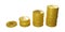 3d coin stack icons. Stack of golden dollar coin like income graph. 3d realistic coins isolated on white background