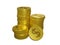 3d coin stack icons. Stack of golden dollar coin like income graph. 3d realistic coins isolated on white background