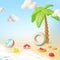 3d Color Seashore Landscape Scene Cartoon Style. Vector