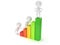 3D colored bar graph and climbing people