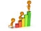 3D colored bar graph and climbing people