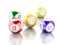 3d Colorful bingo balls against white background.