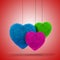 3d colorful fluffy hearts