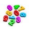 3D colorful funny disorderly digits illustration