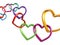 3d colorful hearts linked together